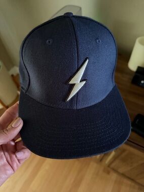 Men's Navy Baseball Cap with Lightning Bolt Embroidery